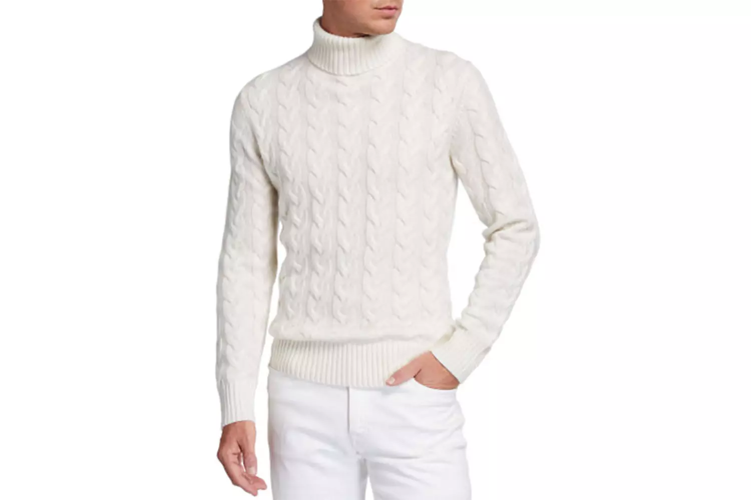 Neiman Marcus Men's Chunky Cable-Knit Turtleneck Sweater