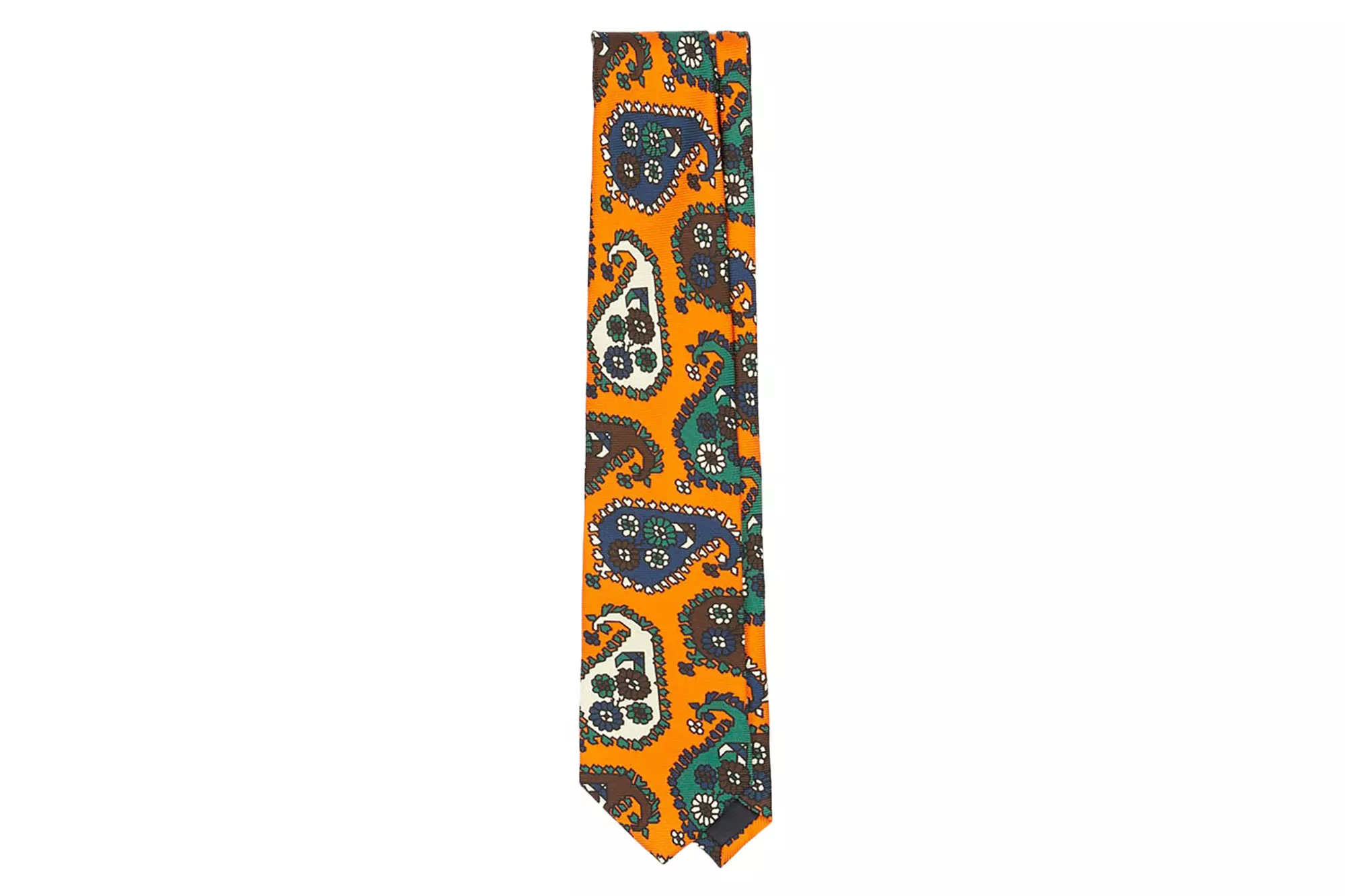 Drake's Orange Geometric Paisley Print Tie