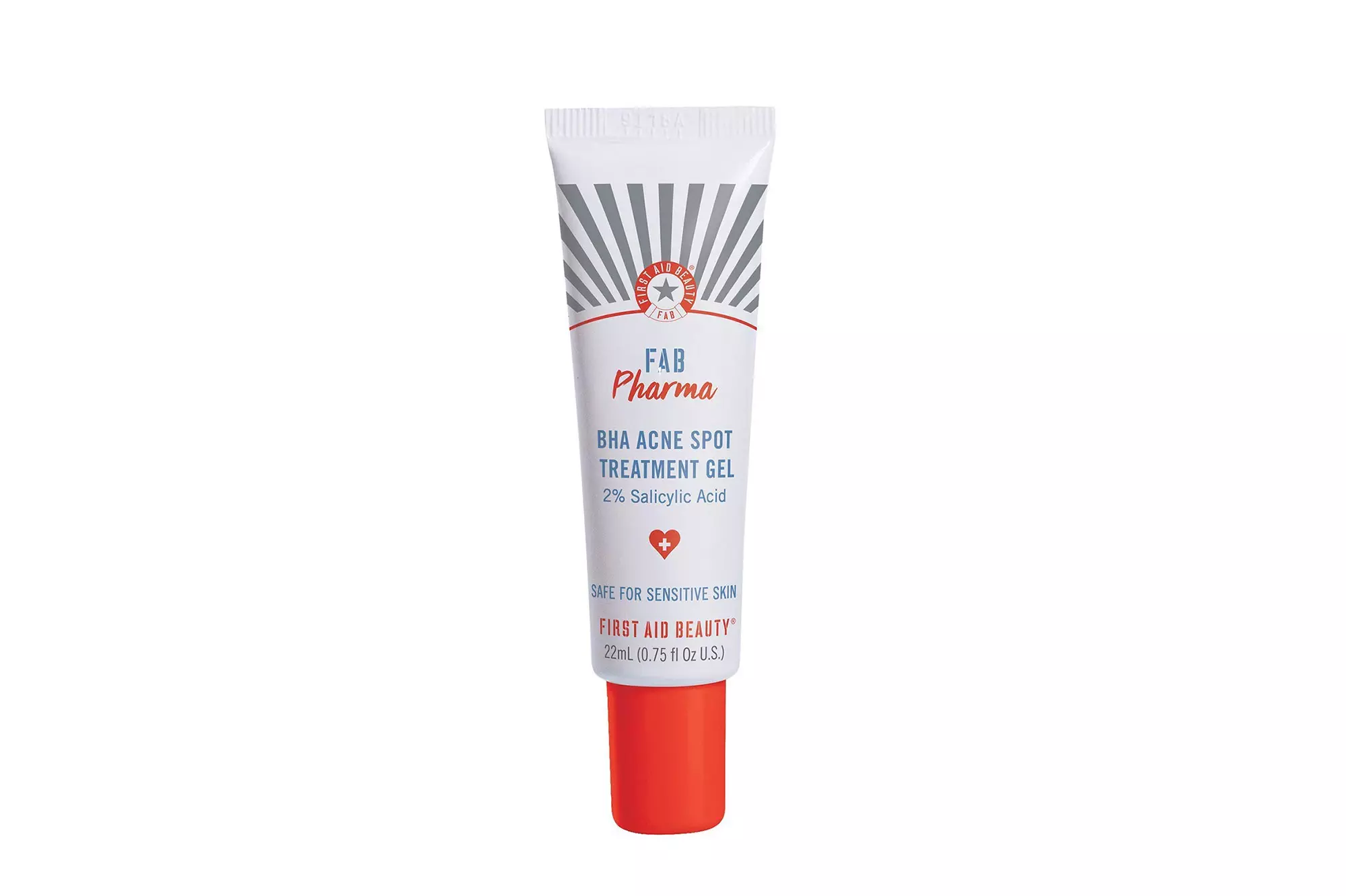 White and red tube of acne spot treatment gel