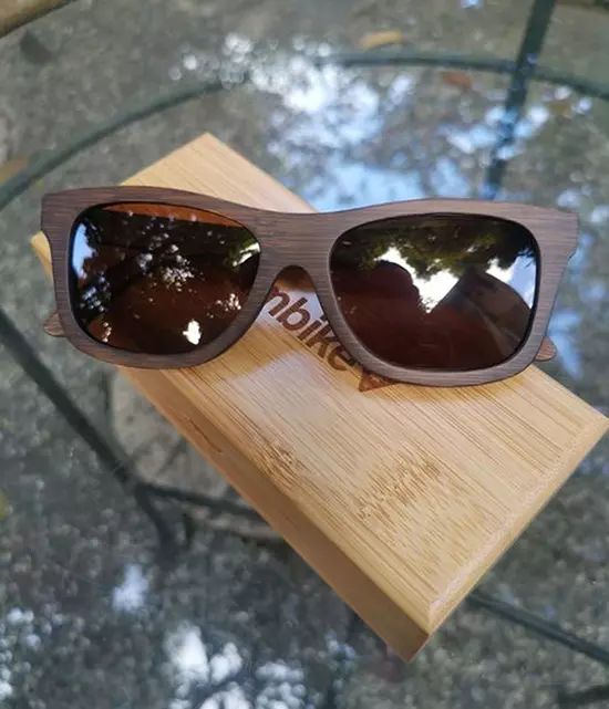 Bambike’s bamboo sunglasses with polarized lenses