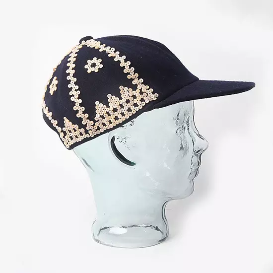 Maco Custodio’s Kalo Takmon cap with traditional Blaan mother-of-pearl embroidery