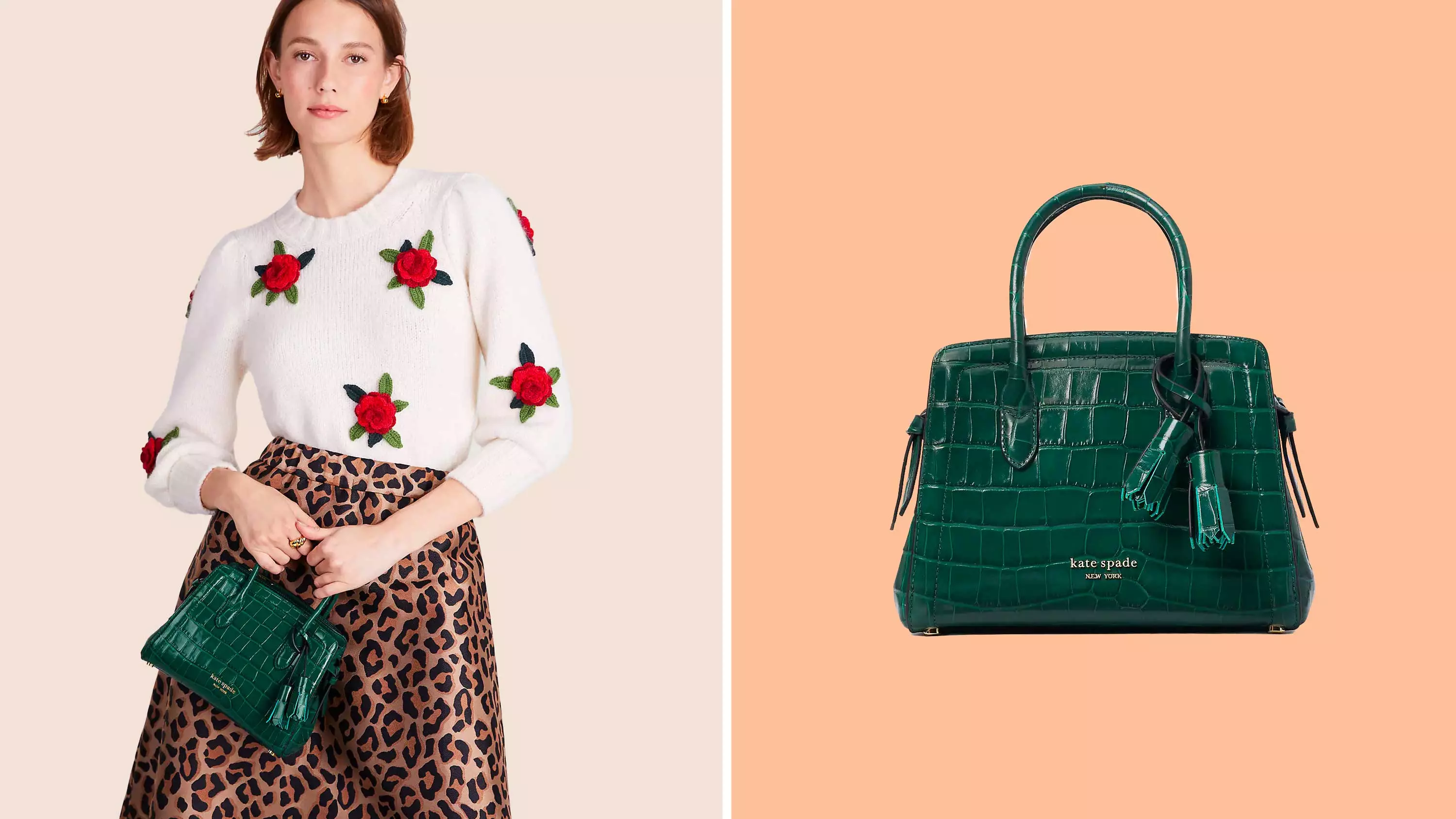 Looking for a cute purse with an edgy flair? Shop the Kate Spade Knott Croc-Embossed Mini Satchel today.