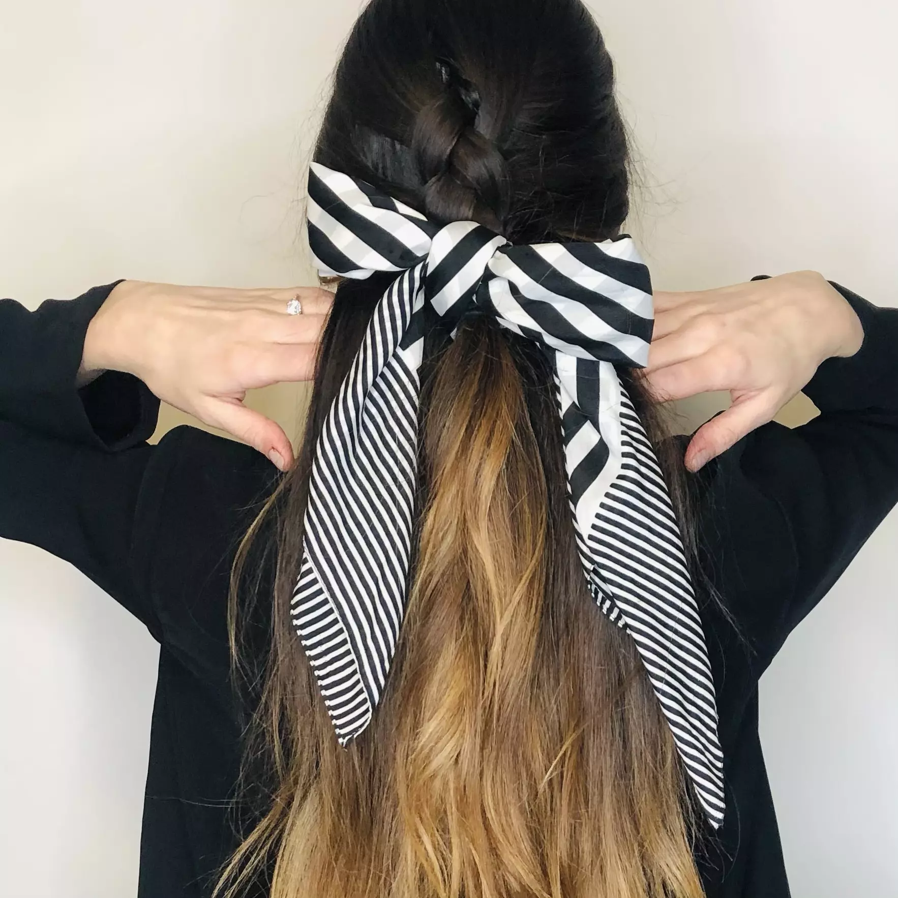 Half-Up French Braid Hairstyle with a Scarf