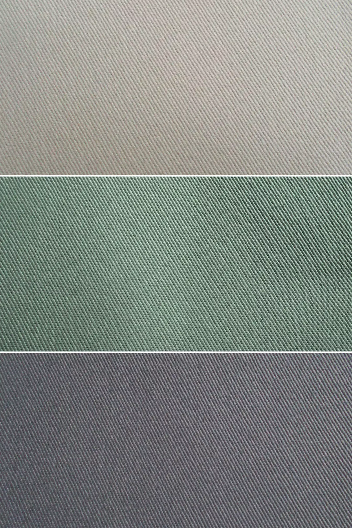 Chino cloth colors - khaki, olive, and grey