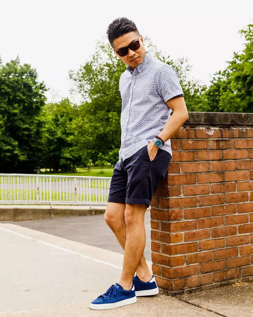 Chino shorts with a short sleeve button up