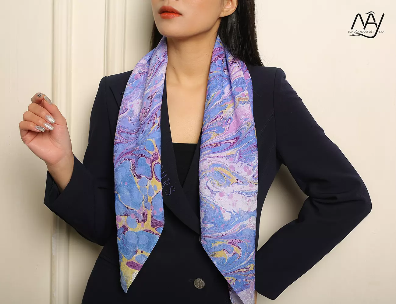 Watermarked Silk Scarf - The Color of Peace