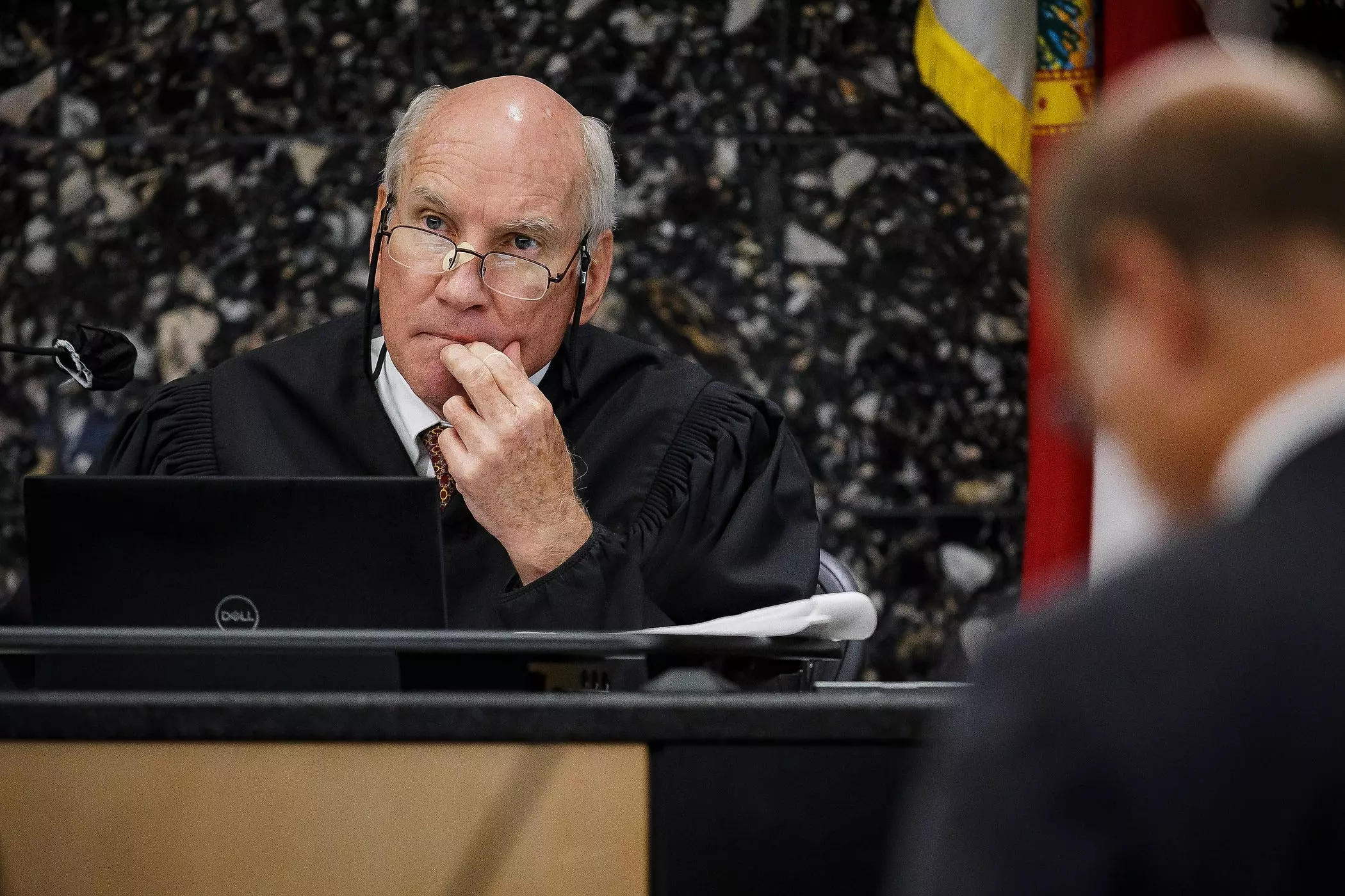 Judge Jeffrey Dana Gillen listens to oral arguments during a hearing at the Palm Beach County Courthouse in downtown West Palm Beach on, Fla., on August 30, 2023. John Goodman was convicted in 2014 of DUI manslaughter and second-degree vehicular homicide in the February 2010 death of Scott Wilson. Goodman is seeking a new trial.