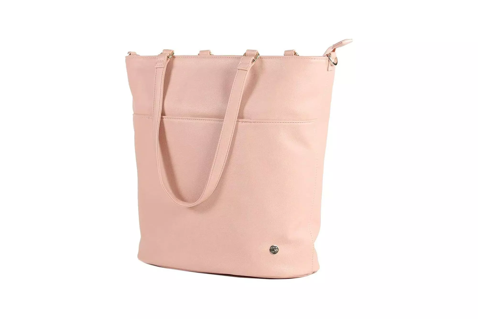 A pink bag with a handle.