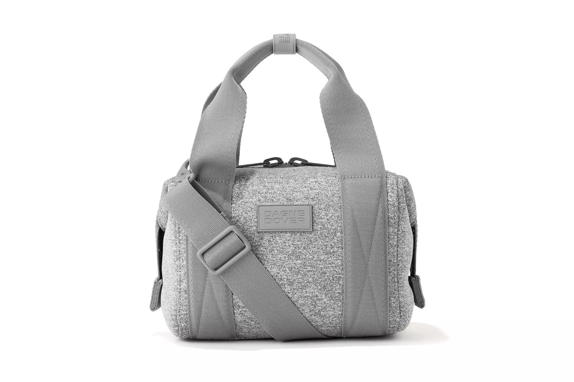 A grey bag with a strap.