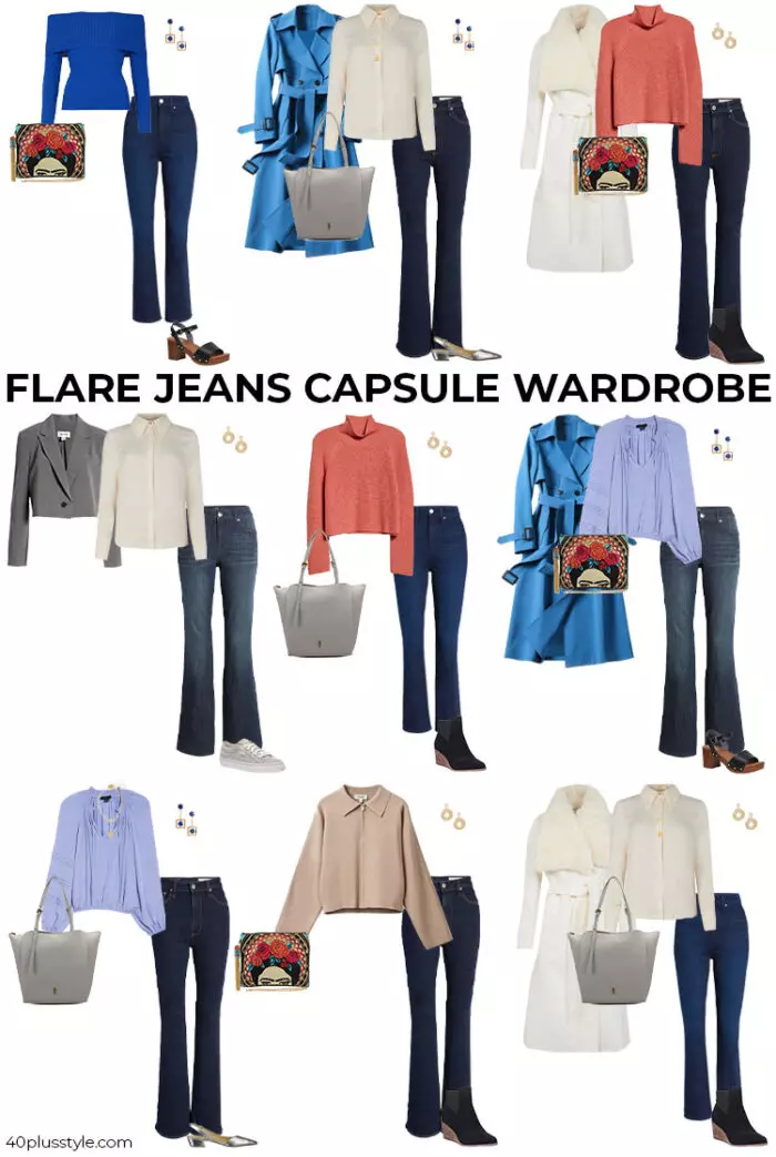 Flare jeans capsule wardrobe